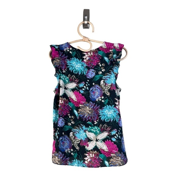 J.Crew Printed Black Turquoise Pink Floral Ruffle Sleeve Pullover Top NWOT - Picture 9 of 13